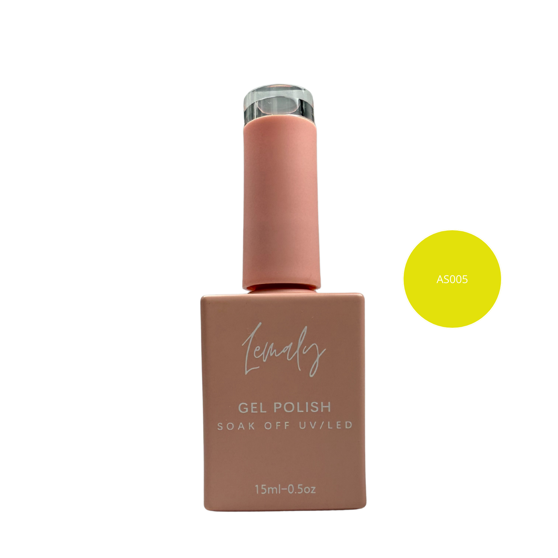 LEMALY Vernis Gel SOAK OFF 15ml in soft pink bottle for vibrant nail color, AS005