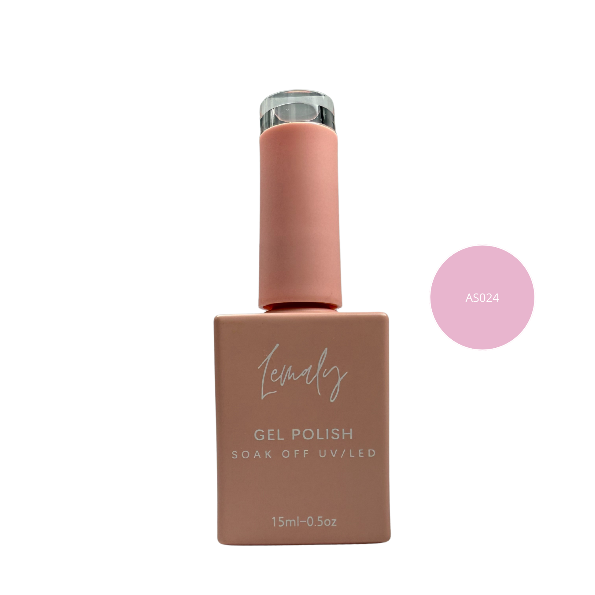 LEMAly Vernis Gel SOAK OFF 15ml in pink shade AS024, high performance nail polish with intense shine and professional finish.