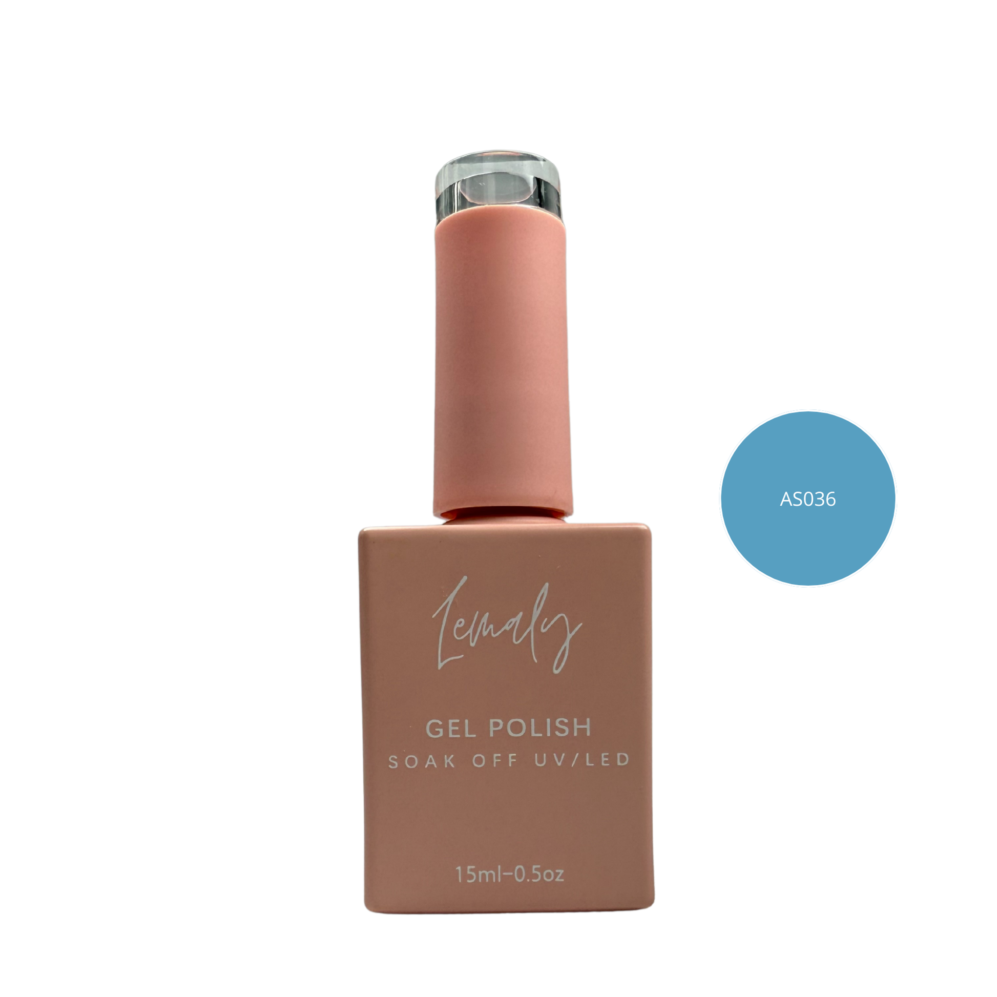 Vernis Gel SOAK OFF 15ml Shellac LEMALY bottle with UV/LED option offering intense shine and professional finish in a peach shade.