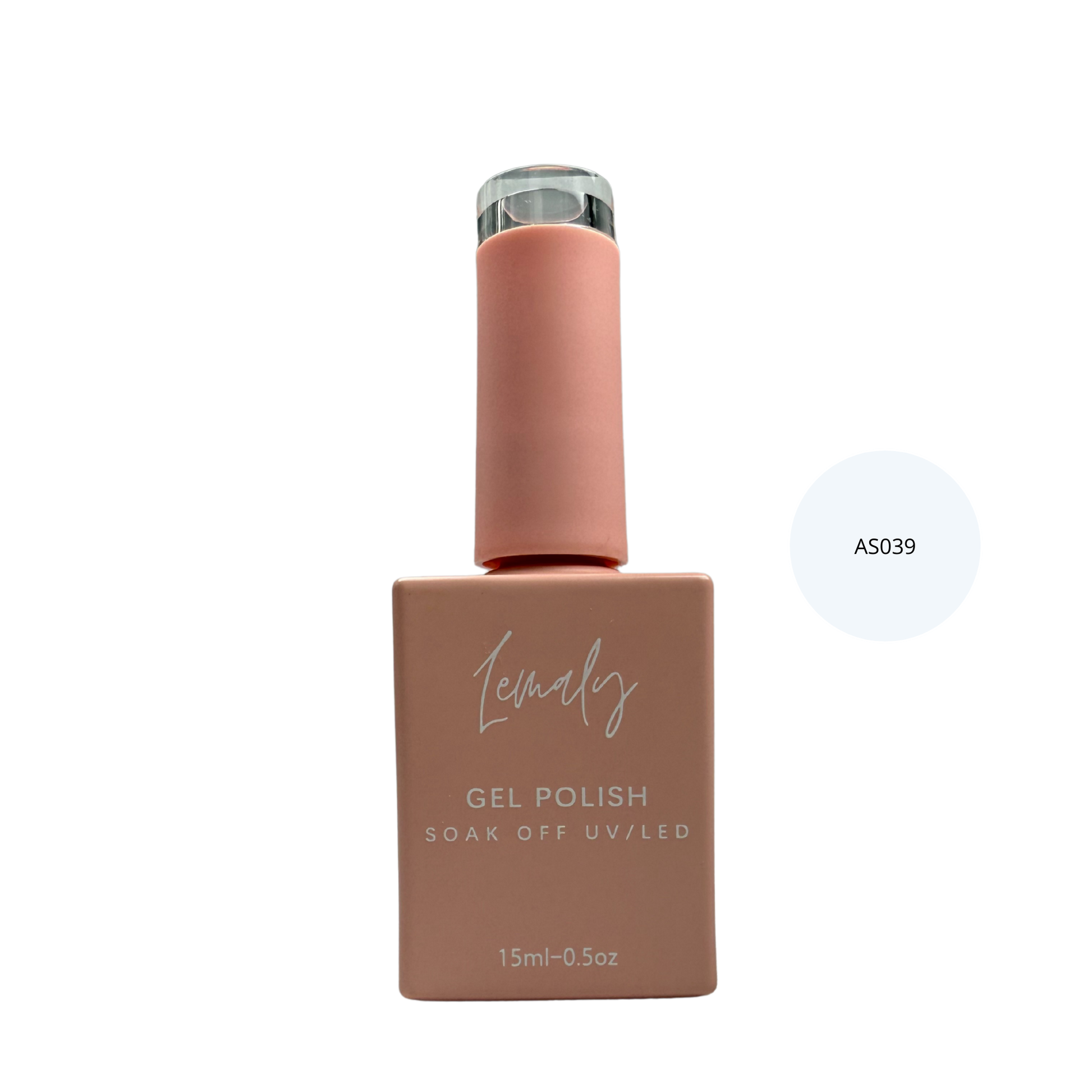 15ml Lemaly Gel Polish SOAK OFF bottle, peach color, for professional manicure with intense shine and easy removal.