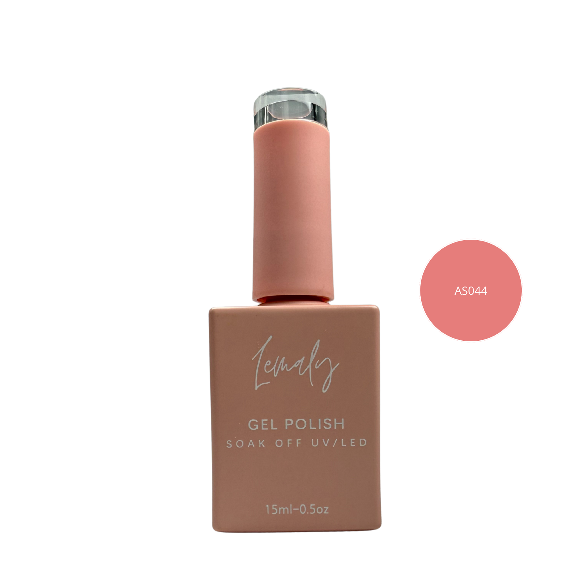 LEMAILY Vernis Gel SOAK OFF 15ml bottle with AS044 color swatch, haute performance shellac for nails.