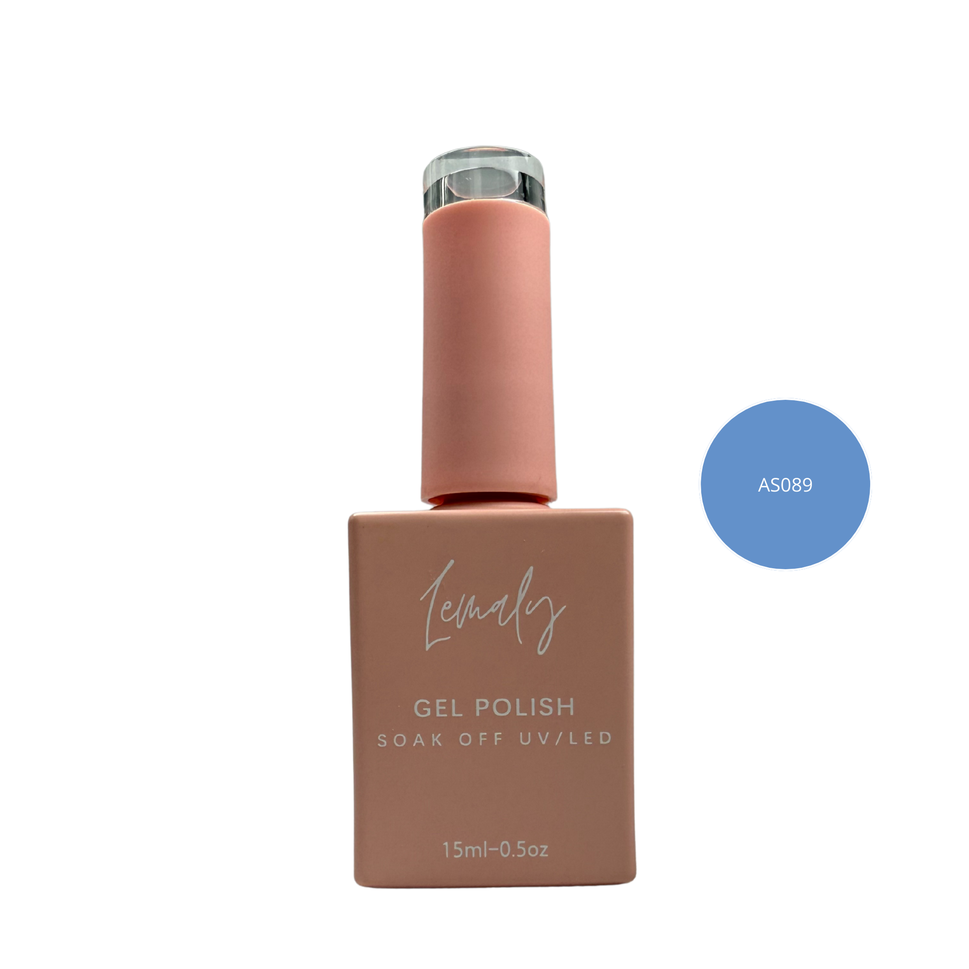 Lemaly Gel Polish Soak Off UV/LED 15ml bottle in blush color, labeled A5089, for professional nail care and intense shine.