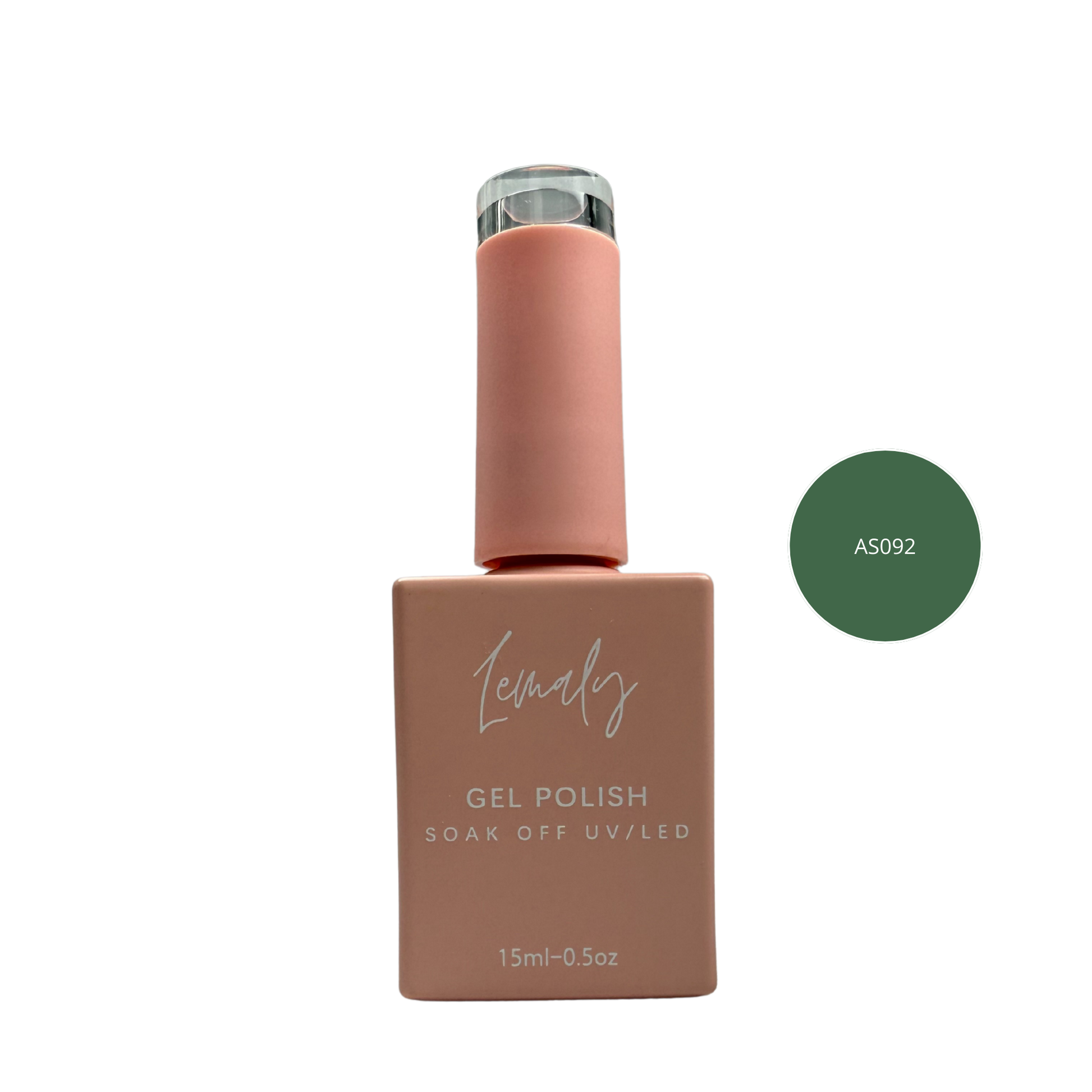 LEAMLY 15ml Soak Off Gel Polish with UV/LED, shade AS092 in blush pink, offering intense shine and professional wear.