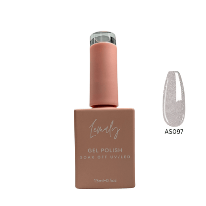 Lemaly Vernis Gel Polish LumiGlam Collection 2025, AS097 shade with glitter for a sparkling finish.
