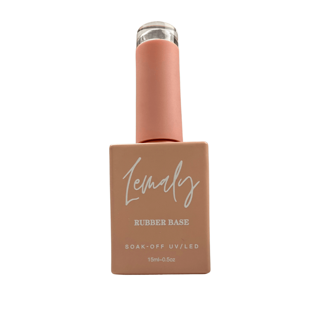 Lemaly Rubber Base 1, a thick, flexible French manicure gel enhancing adhesion and preventing nail breaks, bottle image.