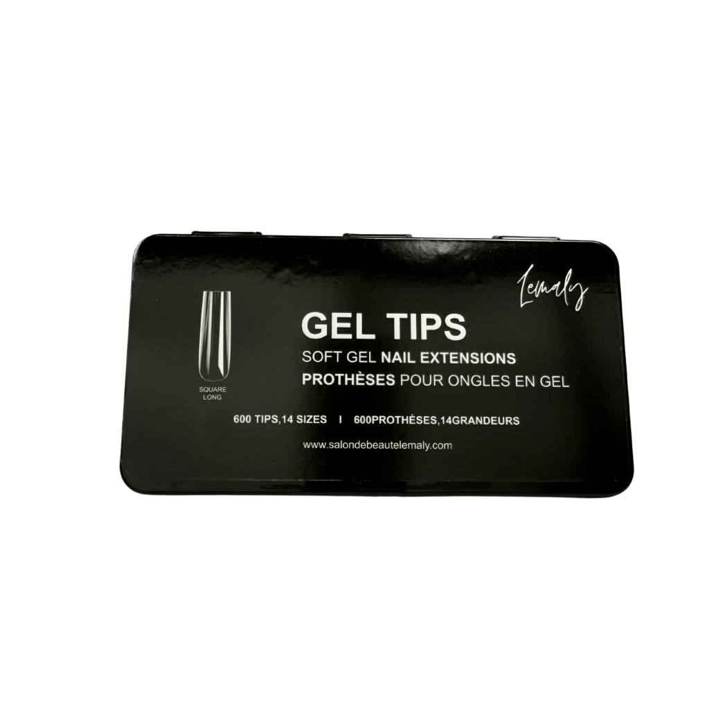 Prothèses Gel-X Pro Lemaly soft gel nail extensions box with 600 tips in 14 sizes for professional long-lasting nails