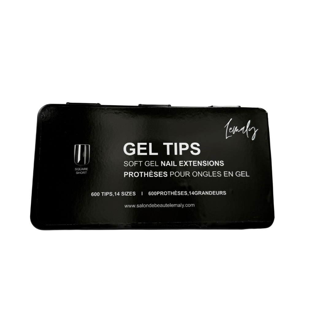 Box of Gel-X Pro Lemaly soft gel nail extensions, 600 tips in 14 sizes, designed for long-lasting, professional-quality nail styling.
